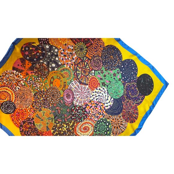 2/$30 Large Colorful Mandala Print Calico Silk Feeling Polyester Scarf - Picture 5 of 8